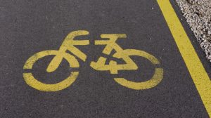 Yello marking on blacktop asphalt on the roadway