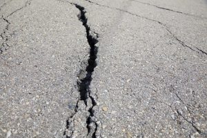 cracked road on asphalt