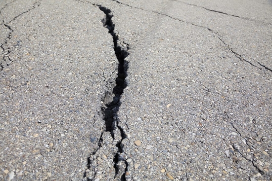 cracked road on asphalt